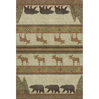 10' X 14' Brown Beige And Rust Animal Print Washable Area Rug With UV Protection