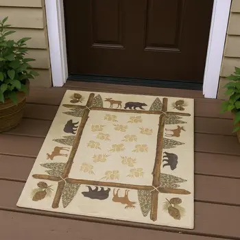 3' X 5' Brown Beige And Rust Animal Print Washable Area Rug With UV Protection