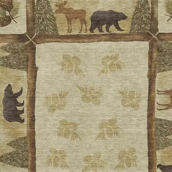 3' X 5' Brown Beige And Rust Animal Print Washable Area Rug With UV Protection