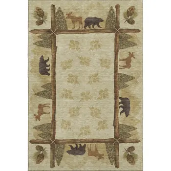 8' X 10' Brown Beige And Rust Animal Print Washable Area Rug With UV Protection