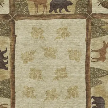 8' X 10' Brown Beige And Rust Animal Print Washable Area Rug With UV Protection
