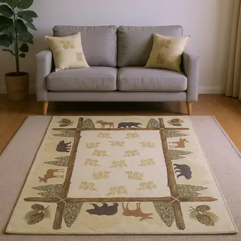 9' X 12' Brown Beige And Rust Animal Print Washable Area Rug With UV Protection