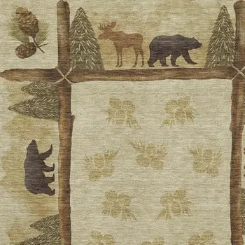 9' X 12' Brown Beige And Rust Animal Print Washable Area Rug With UV Protection