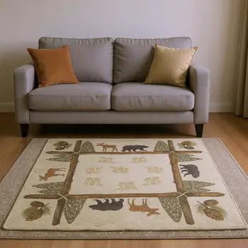 10' X 14' Brown Beige And Rust Animal Print Washable Area Rug With UV Protection