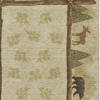 10' X 14' Brown Beige And Rust Animal Print Washable Area Rug With UV Protection