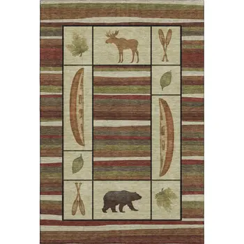 3' X 5' Brown Beige And Rust Animal Print Washable Area Rug With UV Protection