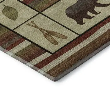 3' X 5' Brown Beige And Rust Animal Print Washable Area Rug With UV Protection