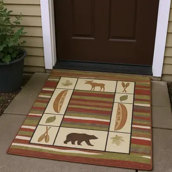 3' X 5' Brown Beige And Rust Animal Print Washable Area Rug With UV Protection
