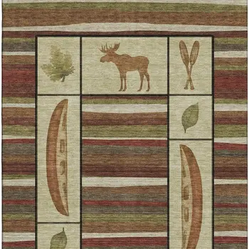 3' X 5' Brown Beige And Rust Animal Print Washable Area Rug With UV Protection