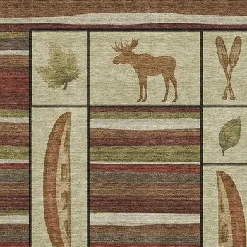 9' X 12' Brown Beige And Rust Animal Print Washable Area Rug With UV Protection
