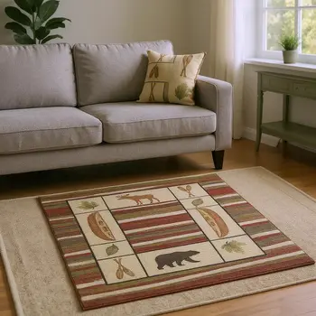 10' X 14' Brown Beige And Rust Animal Print Washable Area Rug With UV Protection