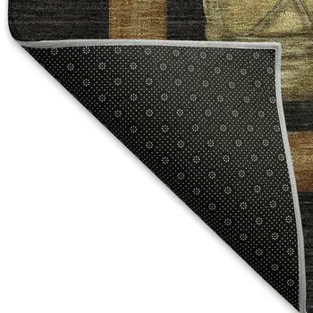 10' X 14' Midnight Brown And Rust Nautical Washable Area Rug With UV Protection