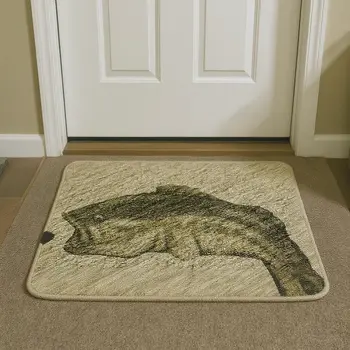 3' X 5' Khaki Beige And Green Nautical Washable Area Rug With UV Protection