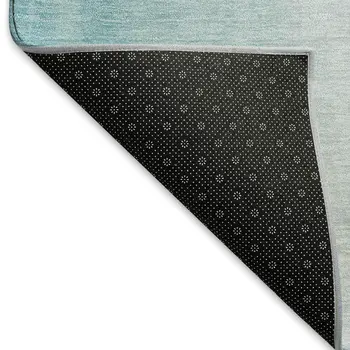 5' X 8' Aqua Green And Orange Nautical Washable Area Rug With UV Protection