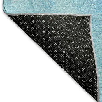 8' X 10' Pacific Blue Emerald And Beige Nautical Washable Area Rug With UV Protection