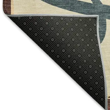 5' X 8' Beige Salmon And Brown Nautical Washable Area Rug With UV Protection