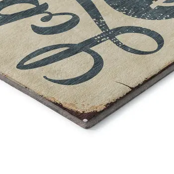 5' X 8' Beige Salmon And Brown Nautical Washable Area Rug With UV Protection