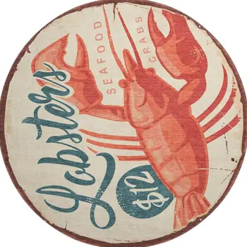 8' Beige Salmon And Brown Nautical Washable Round Rug With UV Protection