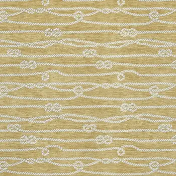 8' X 10' Gold And Ivory Nautical Washable Area Rug With UV Protection