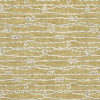 9' X 12' Gold And Ivory Nautical Washable Area Rug With UV Protection