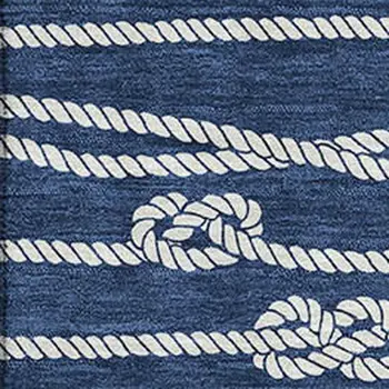 8' X 10' Navy Blue And Ivory Nautical Washable Area Rug With UV Protection