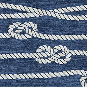9' X 12' Navy Blue And Ivory Nautical Washable Area Rug With UV Protection