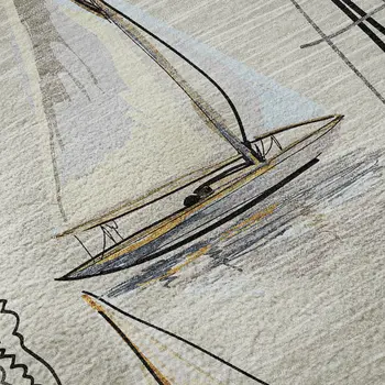 9' X 12' Ivory Gold And Black Nautical Washable Area Rug With UV Protection