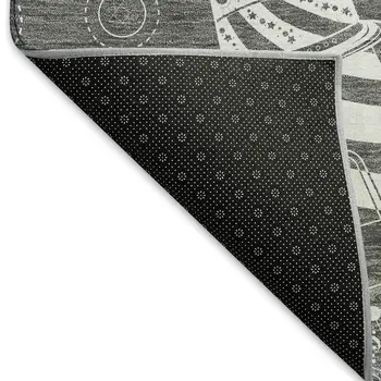 3' X 5' Gray And Ivory Nautical Washable Area Rug With UV Protection