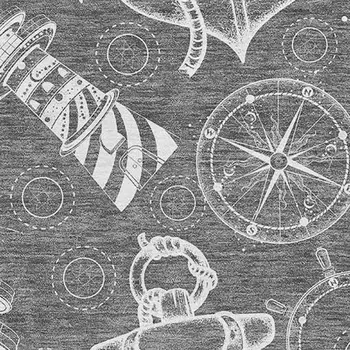 3' X 5' Gray And Ivory Nautical Washable Area Rug With UV Protection