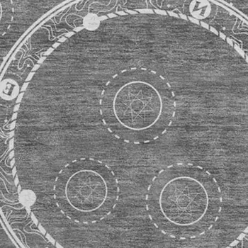 8' Gray And Ivory Nautical Washable Round Rug With UV Protection