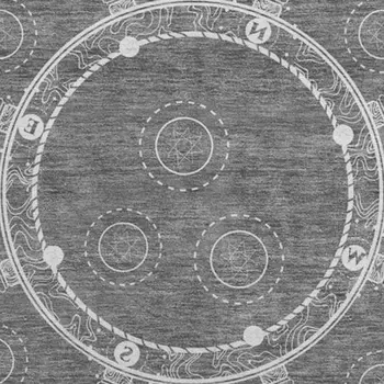 8' Gray And Ivory Nautical Washable Round Rug With UV Protection
