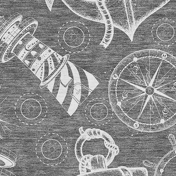 8' X 10' Gray And Ivory Nautical Washable Area Rug With UV Protection