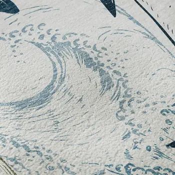 3' X 5' Ivory Denim Blue And Taupe Nautical Washable Area Rug With UV Protection