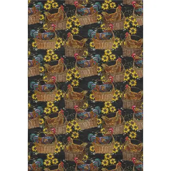 5' X 8' Midnight Yellow And Brown Animal Print Washable Area Rug With UV Protection