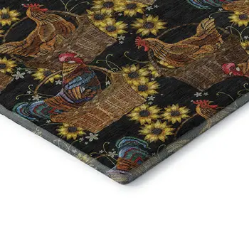 9' X 12' Midnight Yellow And Brown Animal Print Washable Area Rug With UV Protection