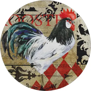 8' Midnight Red And Beige Animal Print Washable Round Rug With UV Protection