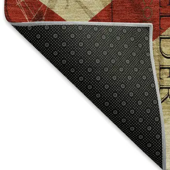 8' X 10' Midnight Red And Beige Animal Print Washable Area Rug With UV Protection