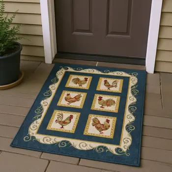 3' X 5' Midnight Gold And Red Animal Print Washable Area Rug With UV Protection