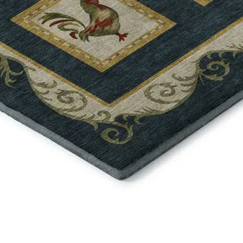 3' X 5' Midnight Gold And Red Animal Print Washable Area Rug With UV Protection