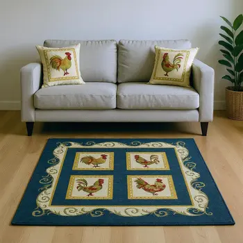 5' X 8' Midnight Gold And Red Animal Print Washable Area Rug With UV Protection