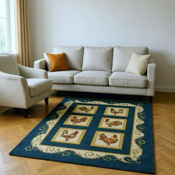 8' X 10' Midnight Gold And Red Animal Print Washable Area Rug With UV Protection