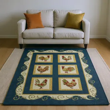 10' X 14' Midnight Gold And Red Animal Print Washable Area Rug With UV Protection