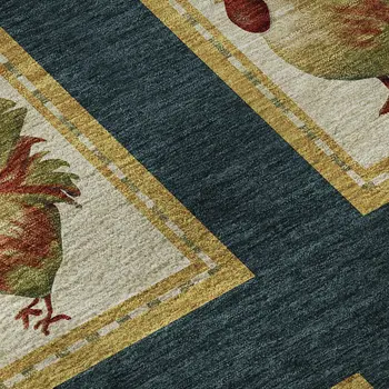 10' X 14' Midnight Gold And Red Animal Print Washable Area Rug With UV Protection