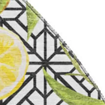 8' Yellow Ivory And Green Botanical Leaves Washable Round Rug With UV Protection