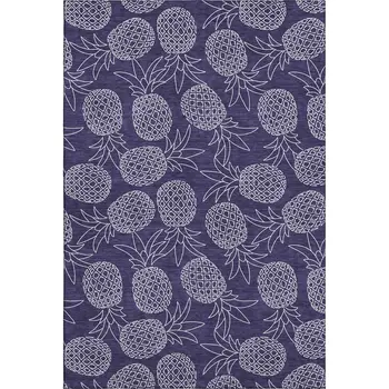 5' X 8' Blue And Ivory Botanical Leaves Washable Area Rug With UV Protection