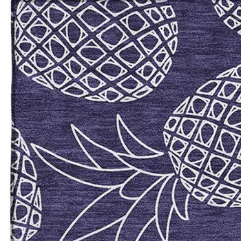 5' X 8' Blue And Ivory Botanical Leaves Washable Area Rug With UV Protection