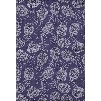 9' X 12' Blue And Ivory Botanical Leaves Washable Area Rug With UV Protection