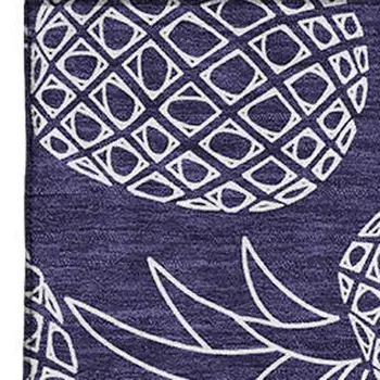 10' X 14' Blue And Ivory Botanical Leaves Washable Area Rug With UV Protection
