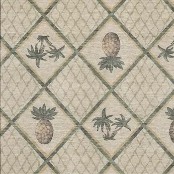 9' X 12' Beige Gold And Gray Botanical Leaves Washable Area Rug With UV Protection