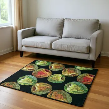 5' X 8' Midnight Green And Red Geometric Washable Area Rug With UV Protection
